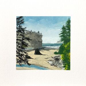 8x8 PNW Original Oil Painting Ruby Beach Seascape Olympic National Park Signed